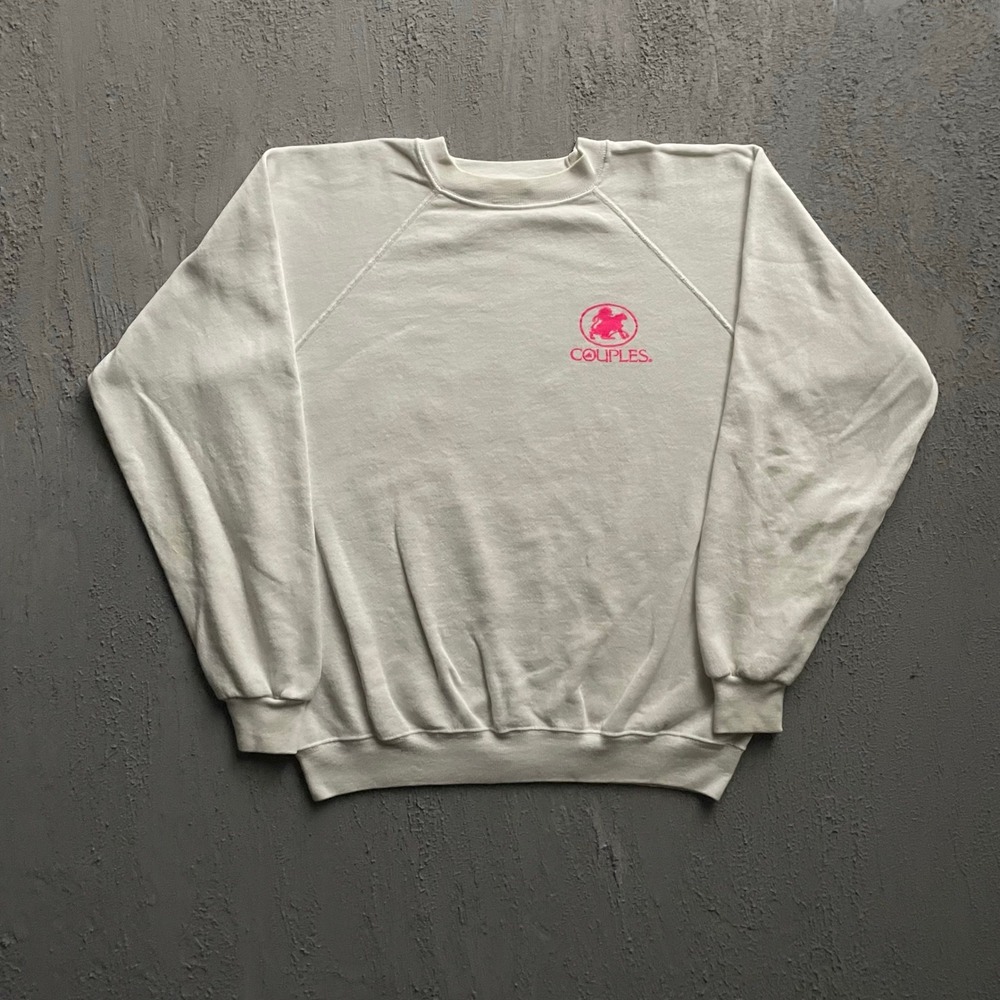 Vintage Couples resort Graphic Sweatshirt‎ Unisex medium White 90s Hanes